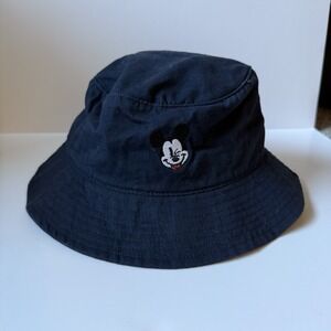 Disney Parks Mickey Mouse‎ Winking Navy Blue Bucket Hat Cap Adult Size OSFM
